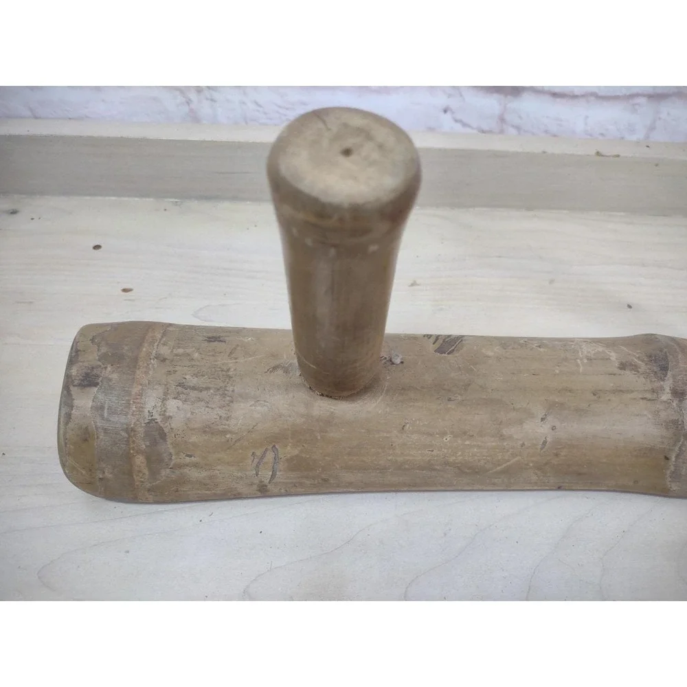 VTG Bamboo Wood Wall Mount Coat Rack 3 Hook Hat Hanger Mid Century Rustic Cabin